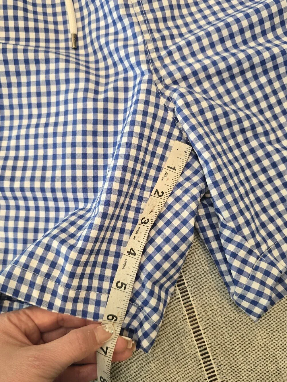 Polo Ralph Lauren Mens Gingham Swim Trunks Blue White 2xB